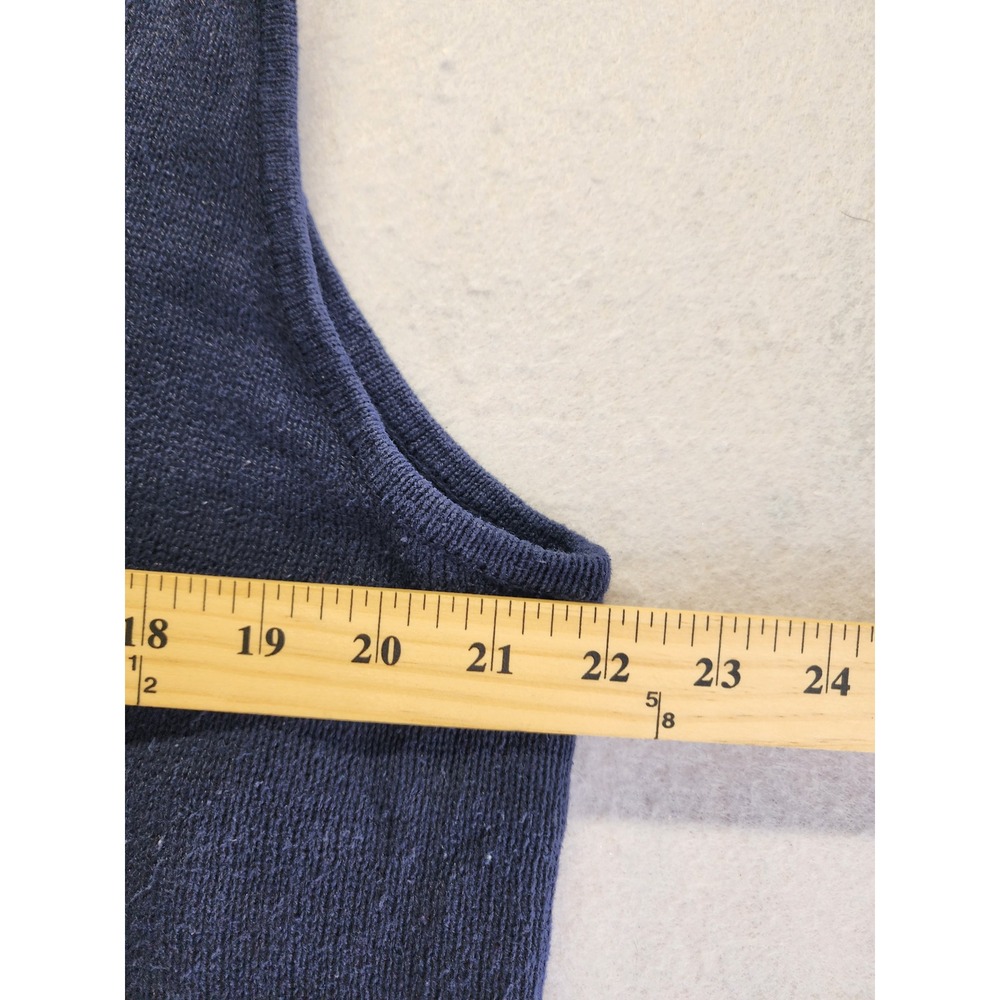 Sag Harbor Womens XL Navy Blue Ramie Cotton Knit Double Breasted Vest 8676 - Picture 4 of 7